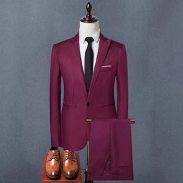 Men Pants Set Heren Solid Color Business Workwear Rapel Slim Fit professionele kantoorkleding voor een gepolijste look 240514