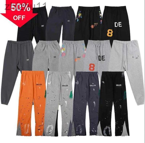 Pantalones de hombre Pantalones de chándal Departamento Moteado Estampado Hombre Mujer Pareja Suelto Versátil Casual Recto Naranja Gris Negro PYBE