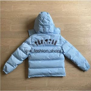 Men Parkas Trapstar Jackets Hommes Hiver À Capuche Trspstar Amovible À Capuche Doudoune Bleu Glace Poids Élevé Puffer Version La Plus Forte Super 610 185