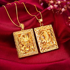 Mannen hanger keten vaste draak/tijger patroon 18k gouden kleur echt mannelijk sieraden geschenk