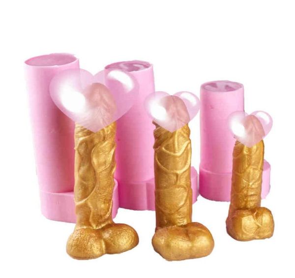 Hombres Pene En Forma De Silicona Molde Jabón 3D Adultos Forma De Molde Para Decoración De Pasteles Resina De Chocolate Vela De Yeso Sexy Órgano Masculino Grande H5875581