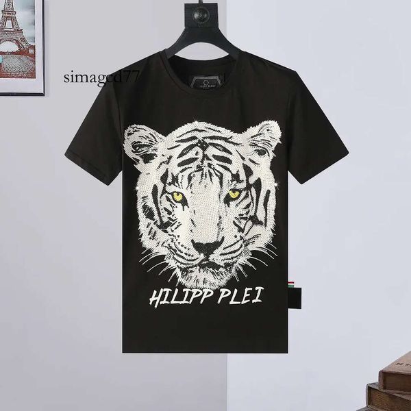 Hommes Phillip Designer Philipps designer Mode masculine PP Tiger Slim T-shirt Plain Pleins Designer Fit Casual Strass Manches courtes Chemise à col rond T 462