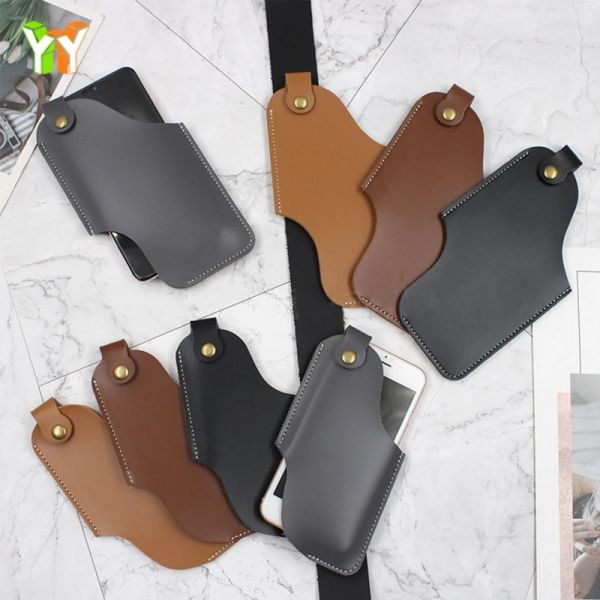 Hombres Cinturón de teléfonos Bolsa Hip Pouch colgante Bolsa Bolsa de funda PU Cuero Caparea Mini Travel Messager Pack