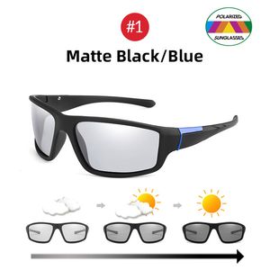 Mannen Fotochrome Zonnebril Matte Zwarte Sport Goggles Vrouwen Kleur Veranderende 100% Polarized Driving 2021 Zonnebril