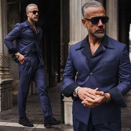 Hommes pièces décontractées deux smoking costumes de mariage en satin veste à poitrine simple pantalon de revers à revers personnalisé pantalon de manteau époustou