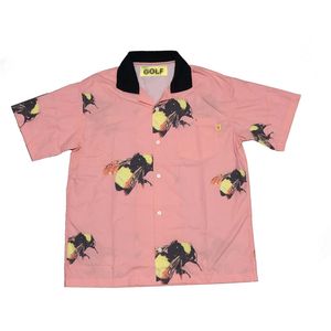 Mannen Roze Golf Flame Le Fleur Tyler De Schepper Katoen Casual Shirts Shirt Hoge Kwaliteit Pocket Korte-Mouwen Top S 2XL # AB2 210626