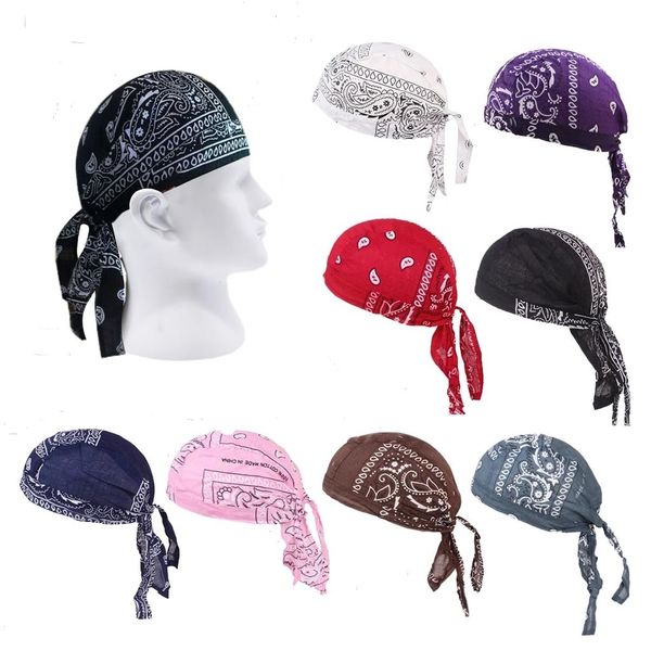 Hommes Pirate Chapeau Hip-Hop Paisley Imprimer Moto Wrap Biker Coton Cyclisme Bandana Foulard Homme Skull Cap