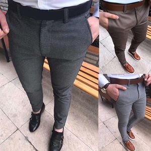 Mannen effen formele zakelijke pak broek Slim passend rechte lange broek opgemerkt269o