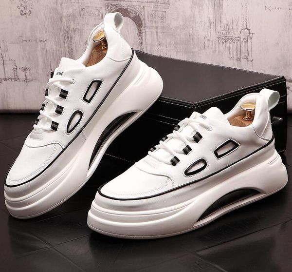 Chaussures de plate-forme masculines Chaussures robes de coussin d'air de créateur blanc haut de gamme