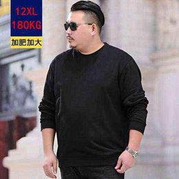 Mannen Plus Size T-shirt 9XL 10XL 11XL 12XL Winter Lange Mouw Ronde hals Losse Katoen Sport Zwart Topkleur G1229