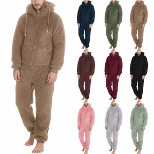 Heren Pluche Teddy Fleece Pyjama's Winter Warme Hoodies Romper Overalls Pakken Nachtkleding Dagelijks Capuchon Flanel Homewear Nachtkleding 5XL T234#