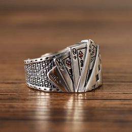 Mannen poker rechte royal flush ring band vinger oude zilveren verstelbare ringen hiphop mode-sieraden Will en Sandy