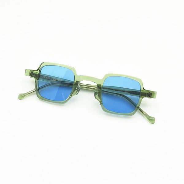 Hommes lunettes de soleil polarisantes femmes Vintage petit cadre carré lunettes de soleil polarisées gris vert foncé verres bleus lunettes rétro mode nuances avec boîte