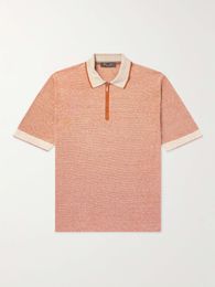 Mannen Polo Designer Shirts Zomer Loro Piana Slim-Fit Gestreepte Zijde en Linnen-Blend Polo Shirt Casual Tops korte Mouw T-shirt