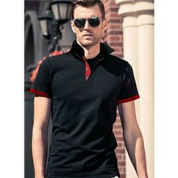 Hombres Polo Camisa de la camisa de manga corta Polo contraste Color Polo Nuevo ropa de verano