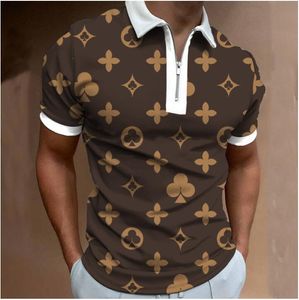 Men Polo Shirt Brand Designer Stripes Korte mouw Polo shirt Ademende tops Slim Business Turn Down Collar Streetwear Down Collar Streetwear