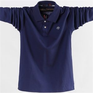 Men Polo Shirt Men S Bedrijfswerk Casual katoen mannelijke top T -stukken herfst lange mouw afslaan kraag shirts plus maat 5xl 6xl 220614