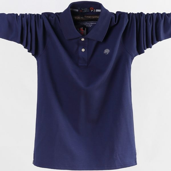 Hommes Polo Shirt Hommes Travail D'affaires Casual Coton Mâle Top T-shirts Automne À Manches Longues Col Rabattu Polos Plus La Taille 5XL 6XL 210319