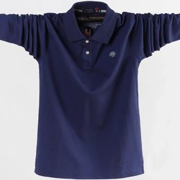 Hommes Polo Chemise Hommes D'affaires Travail Casual Coton Mâle Top T-shirts Automne À Manches Longues Col Rabattu Polos Plus La Taille 5XL 6XL 240306