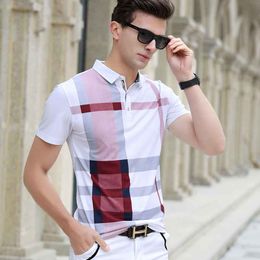 Hommes Polo Shirt plaid Summer Fashion classique casual tops Manches Courtes Coton Crâne Haute qualité 220615