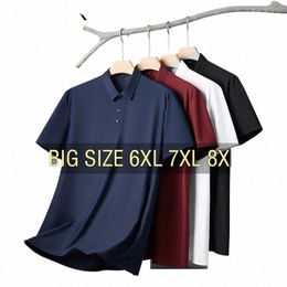 Mannen Polo Shirt Zomer Cool Oversized 5XL 6XL 7XL 8XL Plus Size T-shirt 2024 Korte Mouw Ademend Dunne losse Fi Mannelijke Zachte 22uj #