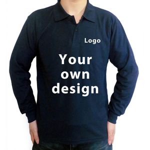 Men Polo -shirts Men S Casual Long Sleeve vaste katoenen shirt unisex Custom print je eigen ontwerpmodemerk tops 220713