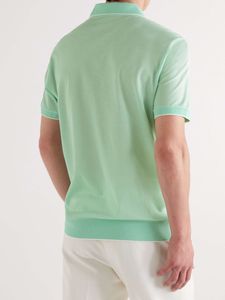 Men Polo t Shirts Summer Loro Piana Mens Light Green Polos Shirt Short Sleeve T -shirts Mode kleding