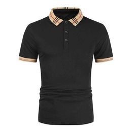 Heren Polo's 2022 Zomer Shirt Merk Kleding Katoen Korte Mouw Business Casual Gestreept Designer Homme Camisa Ademend