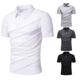 Mannen Polos Crease Solid Men's Katoenen Shirt voor Mannen Slanke Camisa Shirts Man Polos