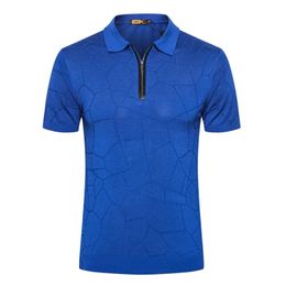 Hommes polos de soie d'été alligator zipper zilli t-shirt à manches courtes bleu ciel noir