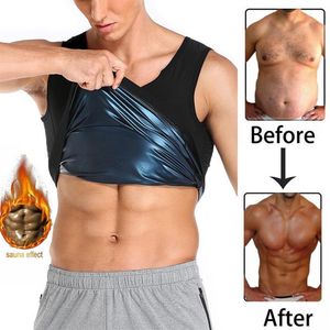 Mannen Polymeer Zweet Sauna Shaper Vest Body Shaper Taille Trainer Afslanken Vrouwen Tank Top Workout Shirt Gewichtsverlies Body Shapewear 220295b