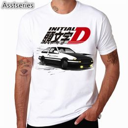Hommes imprimer dérive japonais Anime mode t-shirt manches courtes O cou été Cool décontracté AE86 Initial D Homme t-shirt 210706