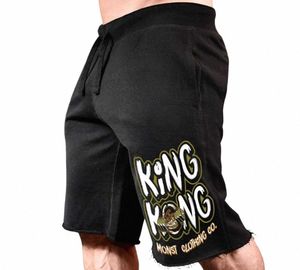 Hombres que imprimen los pantalones cortos deportivos Pantalones Cott Culturismo Pantalones deportivos Fitn Short Jogger Casual Gyms Hombres Shorts J7Bd #