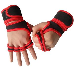 MAN BESCHERMING PALM Training Handhandschoenen Fitness Gewicht Lifting Grip Polsbanden ondersteunen Gym workout Gewichtheffende handschoenen Polsband