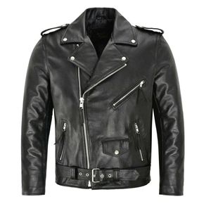 Men Pu Leather Jacket Motorcycle Fashion Slim Fit Coat 240426