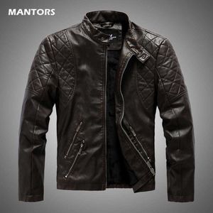 Hommes Pu Vestes en cuir Manteaux Hommes Automne Zipper Moto Faux Vestes en cuir Vêtements d'hiver Polaire Coupe-vent chaud 211009