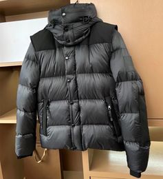 Donsjack voor heren, capuchon, afneembare mouw, ontwerper, winterjas, zijzak met rits, siliconen patch, warme parka's, XS-XL