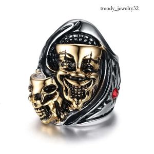 Hommes Punk Ring en acier inoxydable IP Gold plaqué strass de bord vintage Hip Hop Bijoux de hipsters géométriques sculptés Accessoires Taille 8-12