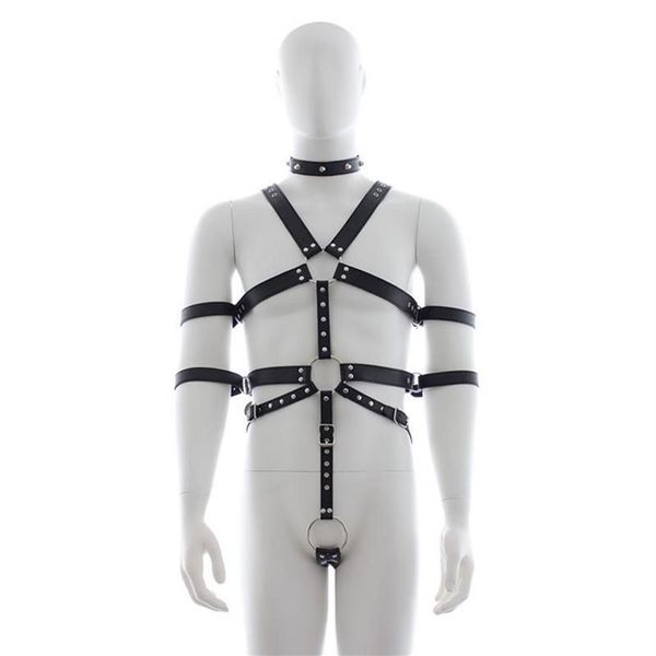 Harnais en cuir à rivets pour hommes, Punk, Cage de Bondage, Bustier, Corset, sculpture, bretelles, pantalon, Sexy, ceinture 210L