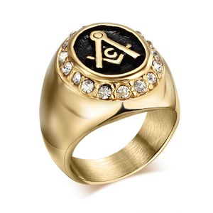 Hommes punk titane acier diamante anneau vintage bijoux sculpté les hipsters géométriques sculptés en pierres onyx accessoires de franc-maçonnerie