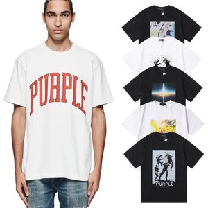 Mannen Paarse T-shirts Bedrukt Modeontwerper T-shirt Gewassen Doen Oude Ronde Hals T-shirts Lente Zomer High Street Style Kwaliteit Top