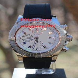 Mannen Kwaliteit Horloges 48mm Witte Stok Wijzerplaat Rubberen armband A13370 lVK QuartzlChronograph Werkende Heren Horloge Watches196F
