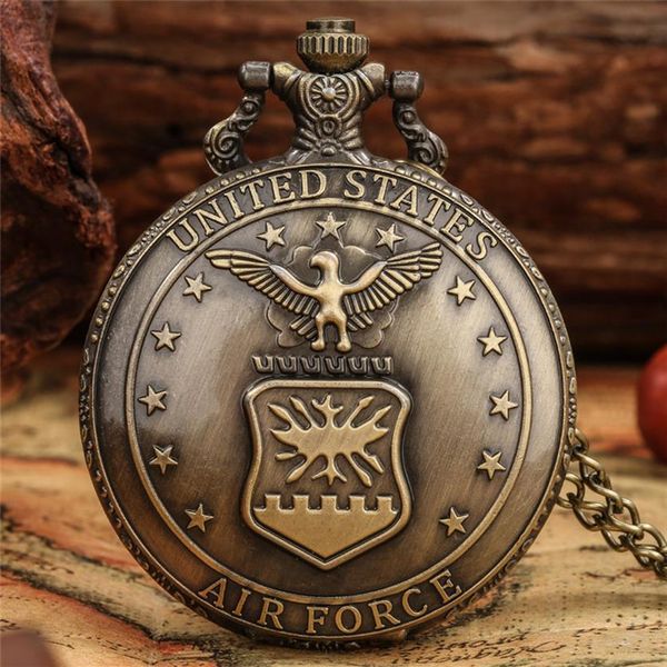 Hombres Relojes de bolsillo de cuarzo Aleación Serie militar de los Estados Unidos Estilo retro Redondo Esfera blanca Reloj colgante Collar Reloj de cadena Gift2264