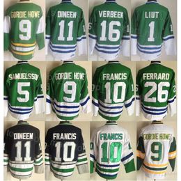 Heren Retro Hockey 1 Mike Liut Jerseys Vintage Classic 10 Ron Francis 11 Kevin Dineen 16 Patrick Verbeek 26 Ray Ferraro 5 Ulf Samuelsson 9 Gordie Howe Stitched Retire