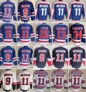 Heren Retro Hockey 11 Mark Messier Jersey 91-92 75e verjaardag 9 Adam Graves 13 Sergei Nemchinov 26 Joe Kocur 34 John Vanbiesbrouck Vintage Klassieke CCM Voor Sportfans