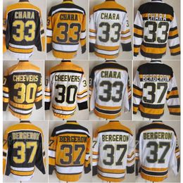 Heren Retro Hockey 30 Gerry Cheevers Jerseys 33 Zdeno Chara 37 Patrice Bergeron ccm Vintage Classic 75 Anniversary Met pensioen borduren en gestikt voor sportfans