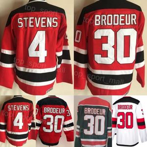 Men retro hockey 30 Martin Brodeur Jersey Vintage Classic 4 Scott Stevens Red White Green Team Color -borduurwerk en naaien puur katoen voor sportfans ademend