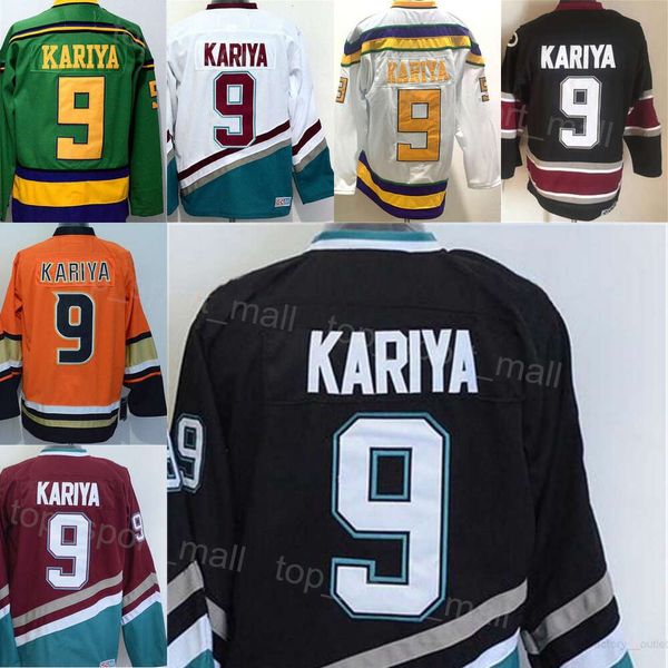 Hommes Rétro Hockey 9 Paul Kariya Jerseys Mighty Violet Blanc Noir Bleu Rouge Vert Orange Retraite Équipe Couleur Broderie Pour Les Fans De Sport Vintage Classique Pur Coton Haute