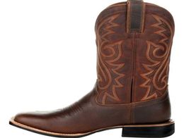 Hommes rétro tube moyen Western Cowboy bottes moto équitation broderie extérieure antidérapante Pu couture profonde vmouth manches pieds DH3105028276