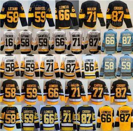 Hombres Reverse Retro Hockey 87 Sidney Crosby Jersey Blank 71 Evgeni Malkin 66 Lemieux 59 Jake Guentzel 58 Kris Letang 16 Jason Zucker Classics''Nhl''shirt